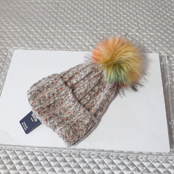 NWT Norla multicolour faux fur pom pom beanie - Picture 2 of 4